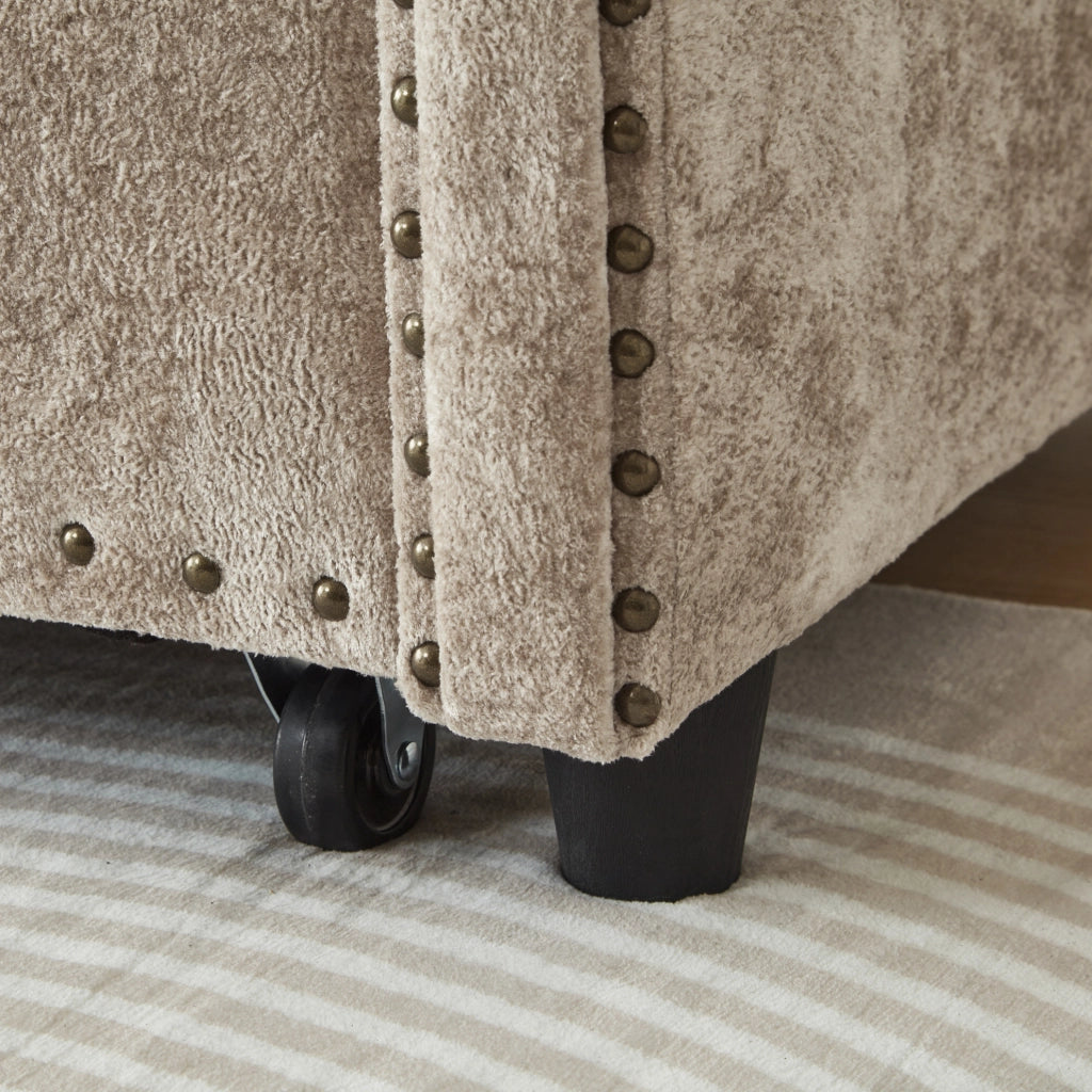 Divano letto 3 in 1 a 2 posti con schienale reclinabile; 170x98 cm; chenille marrone grigio