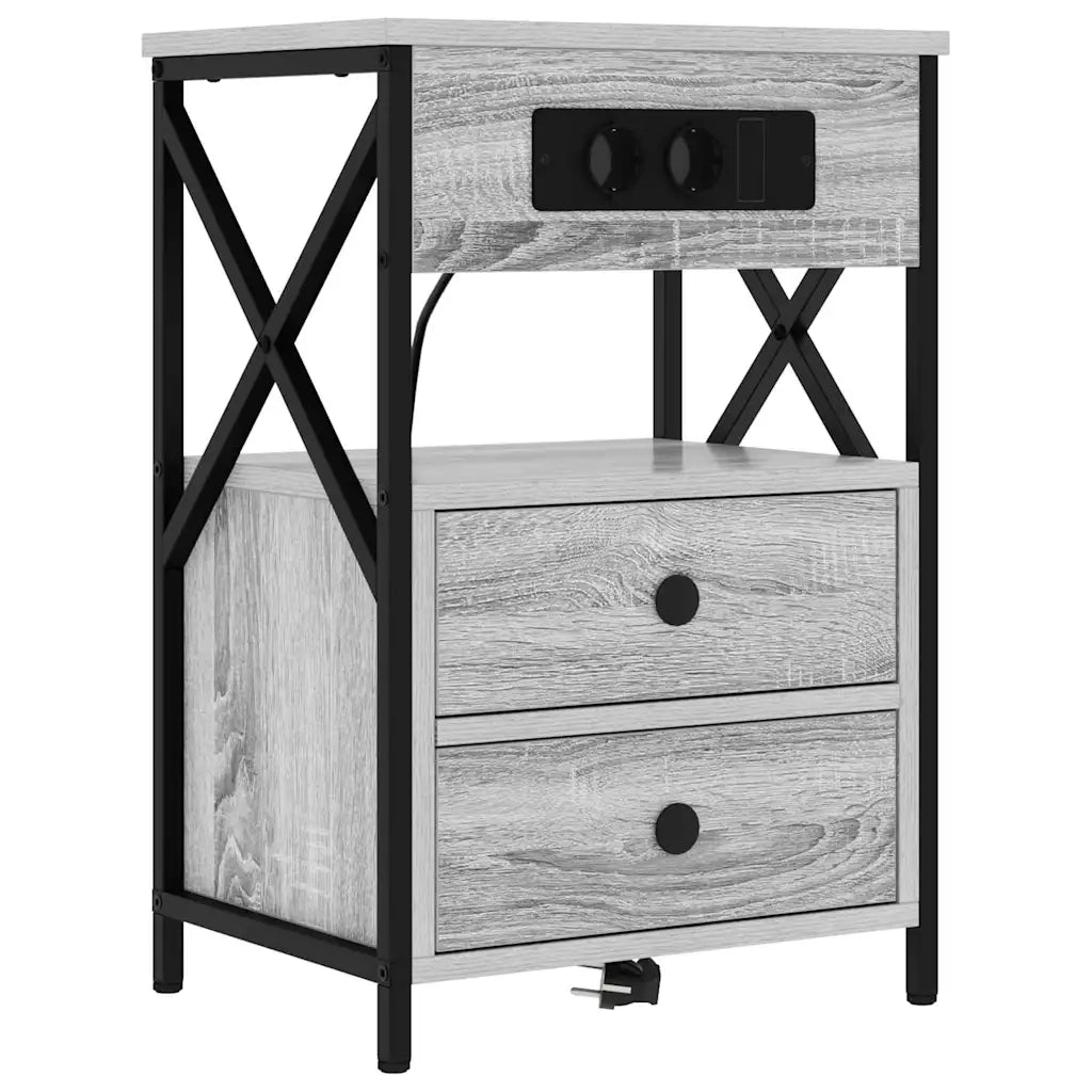 Set di 2 Comodini | Armadio da Notte | Mobiletto da notte Grigio Sonoma 40 x 31 x 60 cm