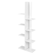 Libreria ad albero autoportante a 8 ripiani in legno-Stand espositivo multifunzionale per libri e piante Bianco
