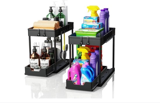 Organizzatore per rubinetto 2 piani per sotto lavandino - 2 pezzi - Organizzatore per rubinetto - per sotto scarico, bagno, cucina
