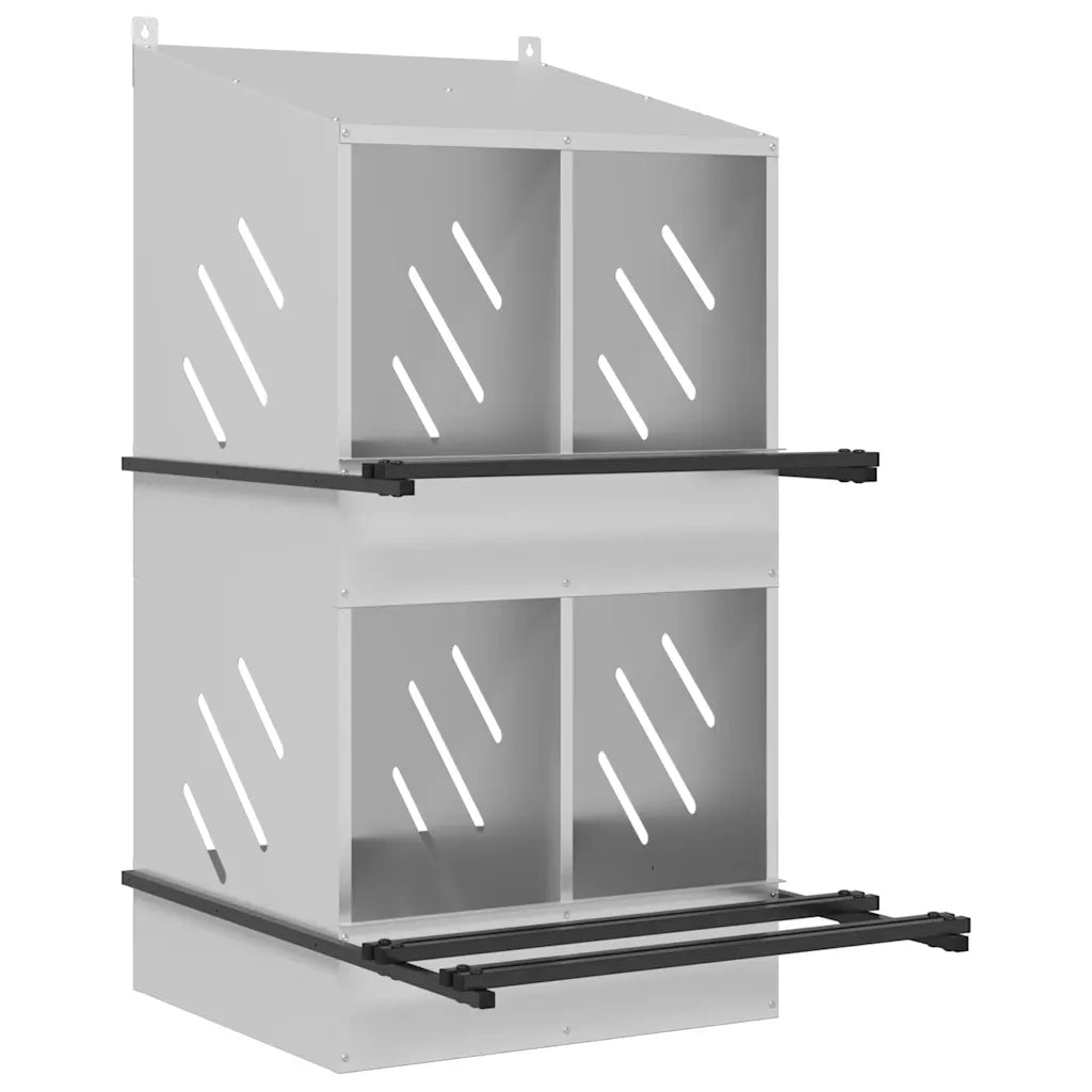 Nido per Polli con 4 Scomparti in Metallo Galvanizzato Argento CFW6930014