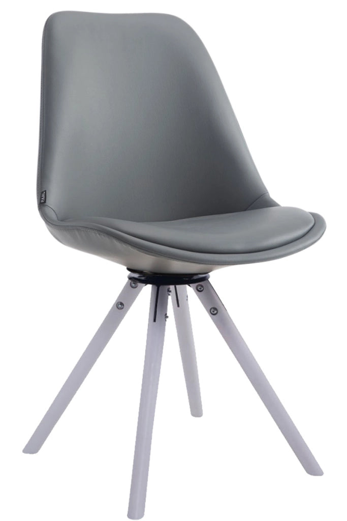 Sedia Calais in similpelle girevole bianco,grigio
