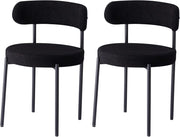 GrandCA HOME Set di 2 Sedie da Pranzo, Sedia da Cucina Imbottita con Rivestimento in Velluto Teddy, Adatta a Soggiorni, Sale da Pranzo e Camere da Letto, Nero