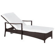 Lettino da esterno da giardino Cuscino in tessuto poliestere rattan marrone e bianco Schienale reclinabile regolabile