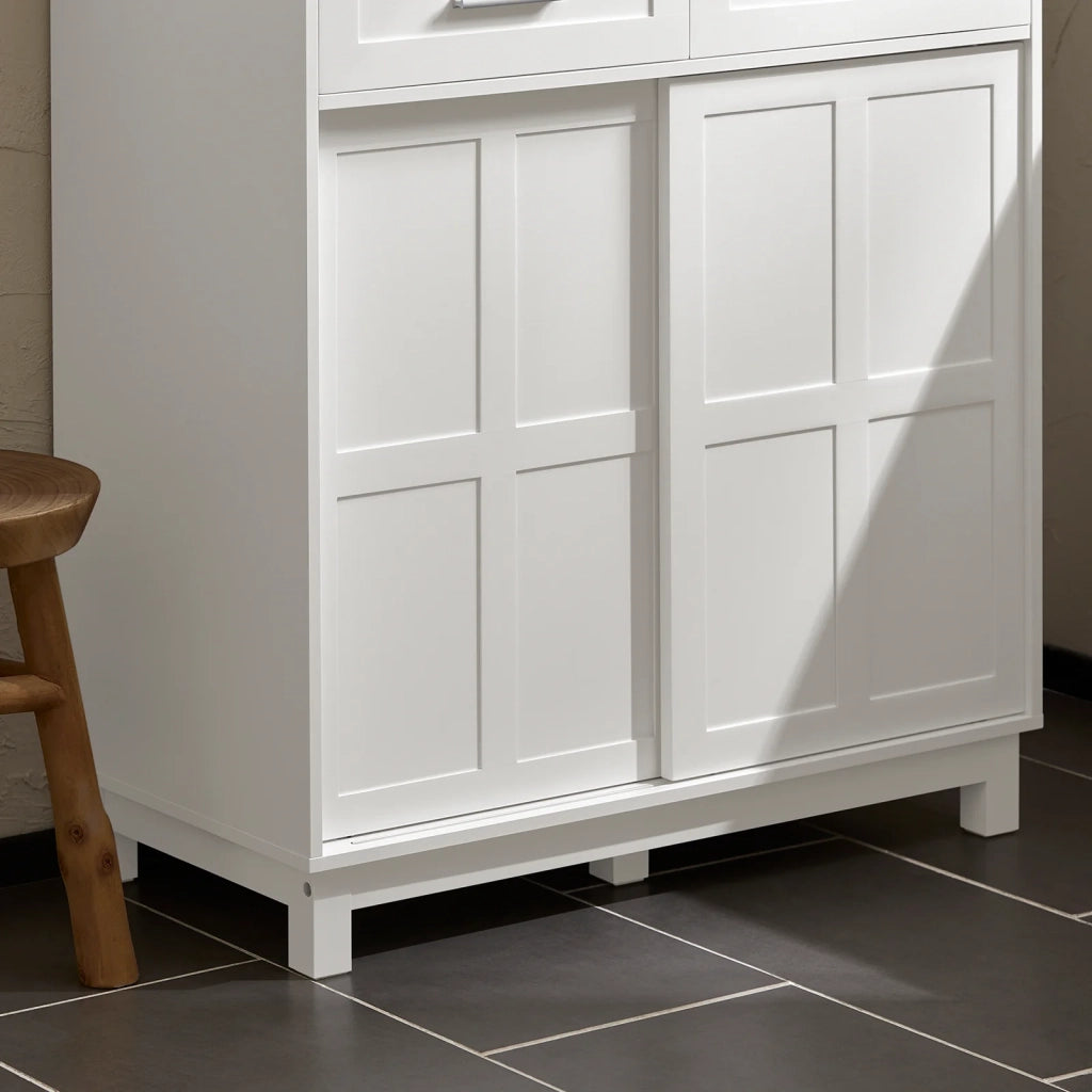 Credenza Con Ante Scorrevoli, Mobile Da Cucina, Armadio Da Soggiorno, Buffet Bianco 80x40x85cm FSB84-W SoBuy