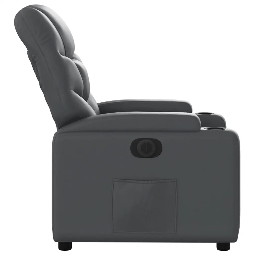 Poltrona Reclinabile Elettrica Grigia in Similpelle 3204647