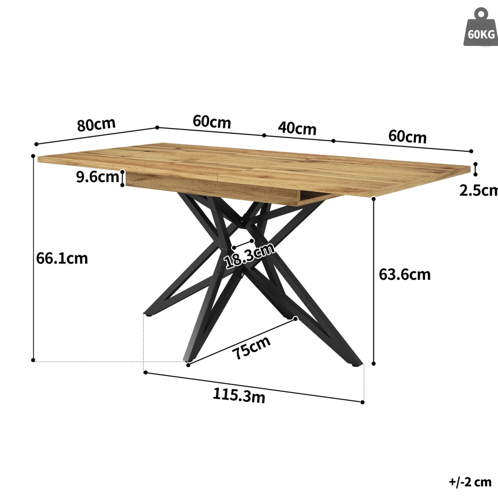 Set da pranzo 120/160x80x66.1 cm allungabile; 4 sedie; MDF effetto noce; velluto grigio scuro