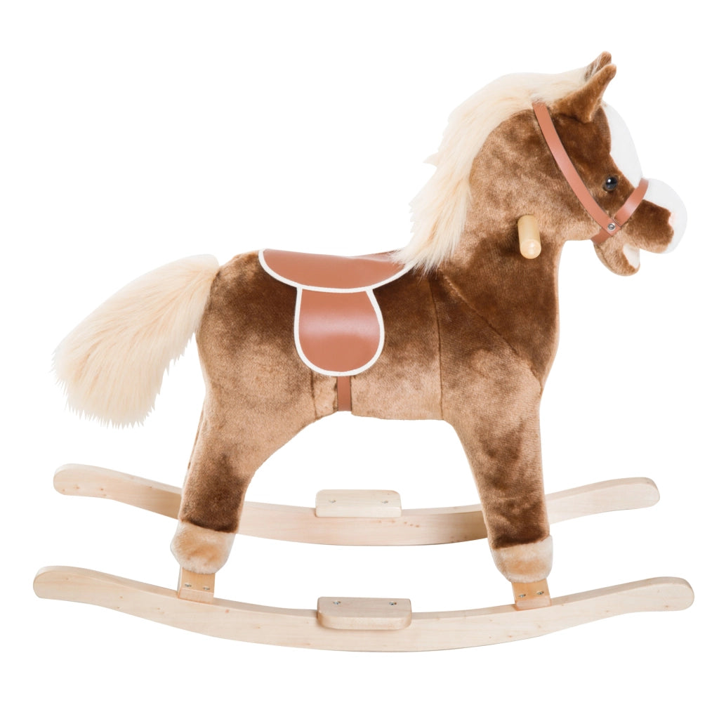 Cavallo a Dondolo con Maniglie in Peluche per Bambini ¨C zephmum ¨C Grigio