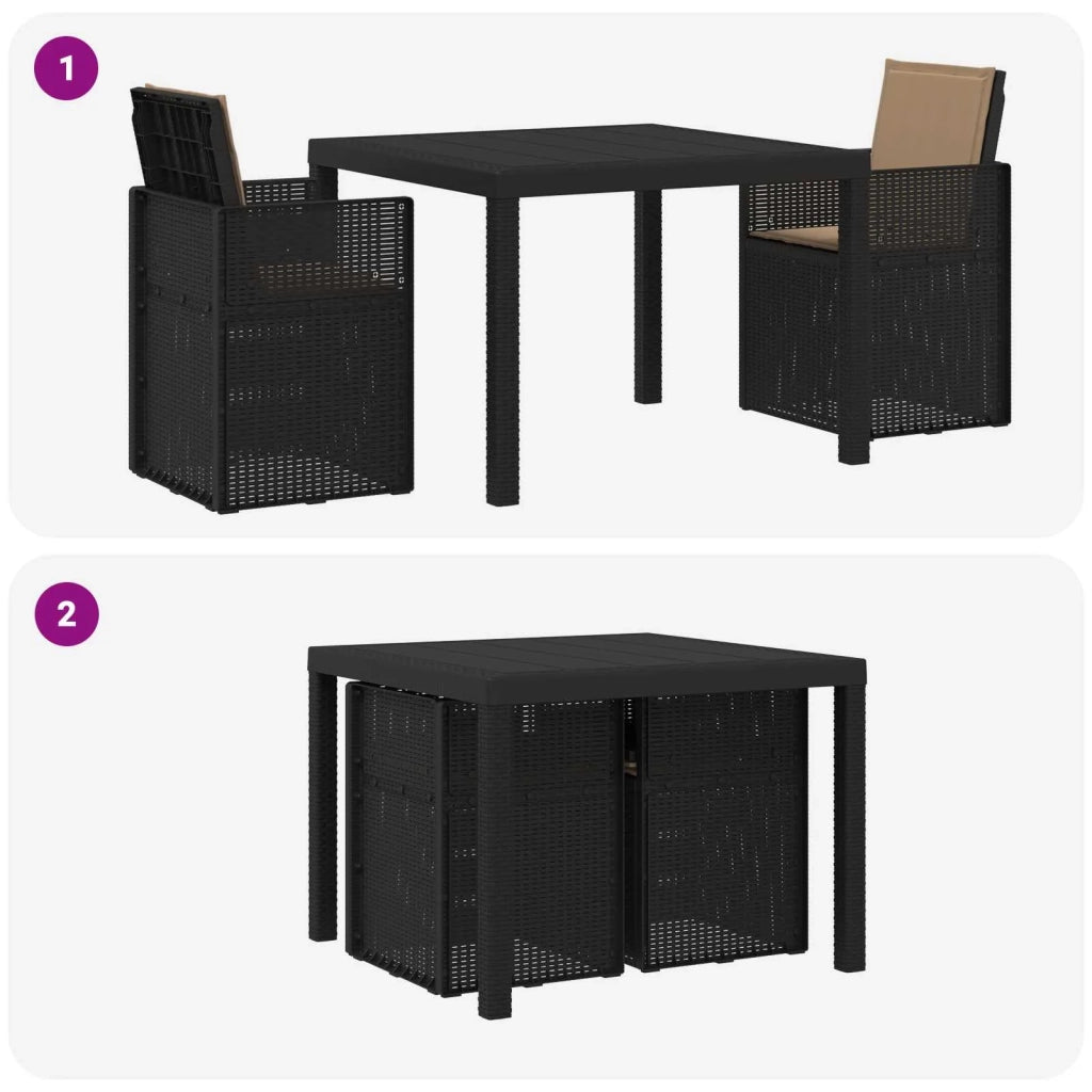 Set da Pranzo per Giardino 3 pcs Antracite e Tortora PP