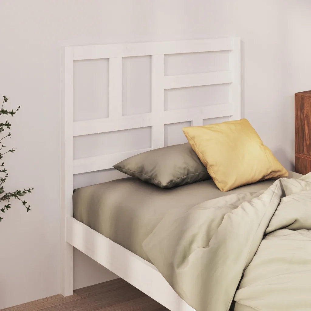 Testiera | Testata per Letto Bianca 96x4x104 cm in Legno Massello di Pino