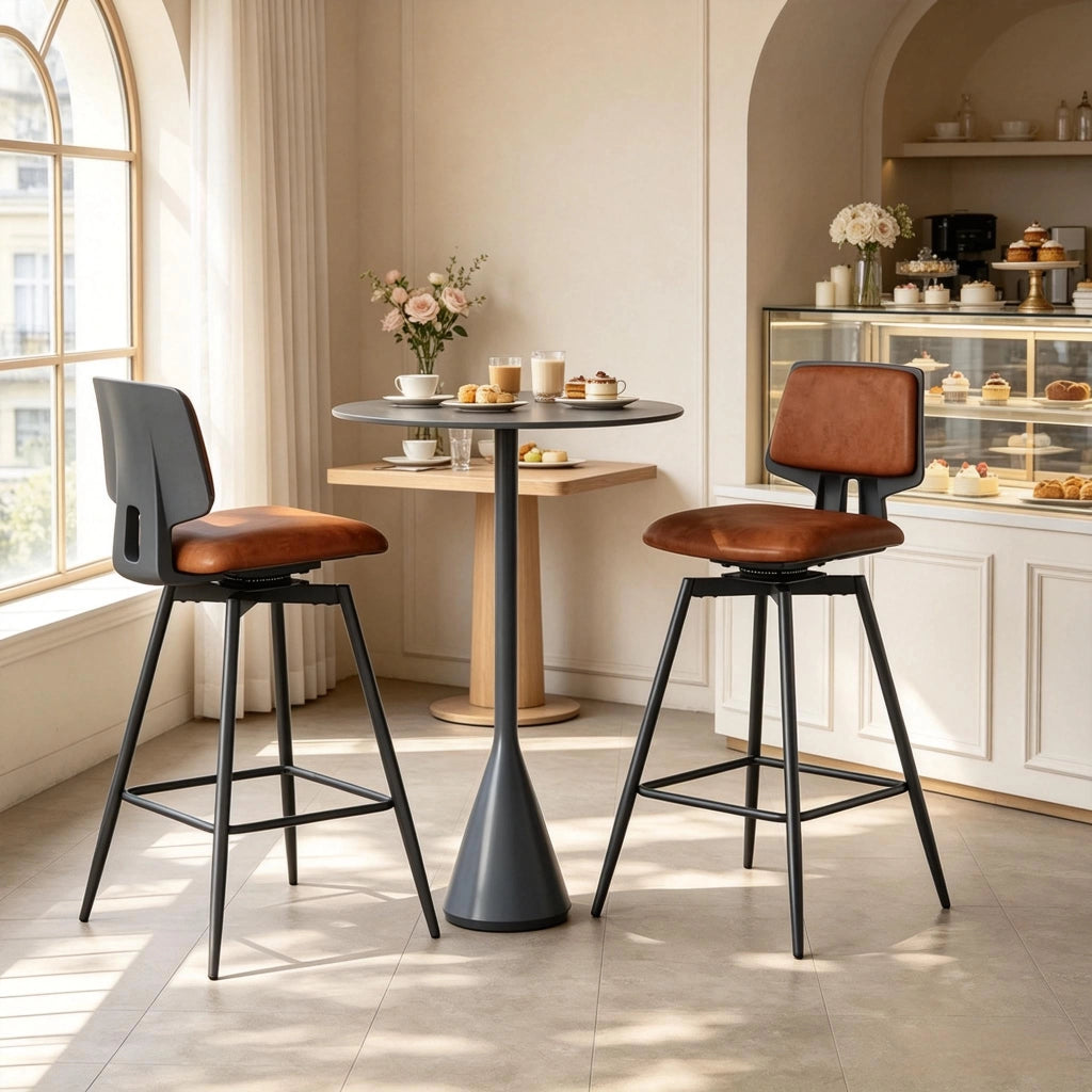 SGABELLO BAR Girevole con Schienale 45,5x45,5x89 cm Marrone Set da 2 pezzi