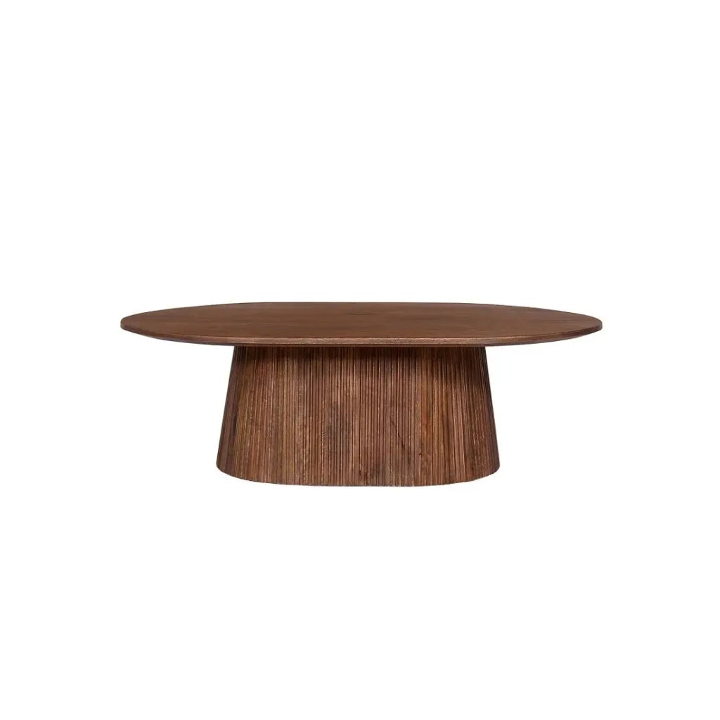Tavolino basso ovale MITCHEL – Legno esotico di mango marrone 120x70 cm