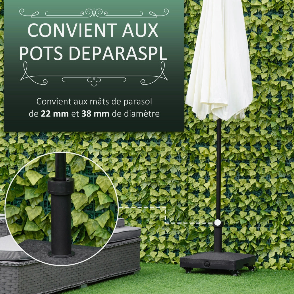 Base per ombrellone quadrato con 4 ruote ¨C zephmum ¨C 45x45x39 cm HDPE nero