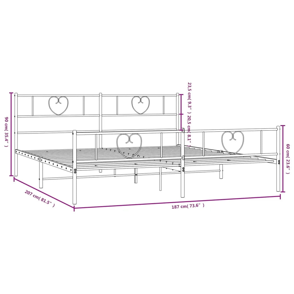Giroletto senza Materaso con Pediera in Metallo Nero 180x200 cm 355485
