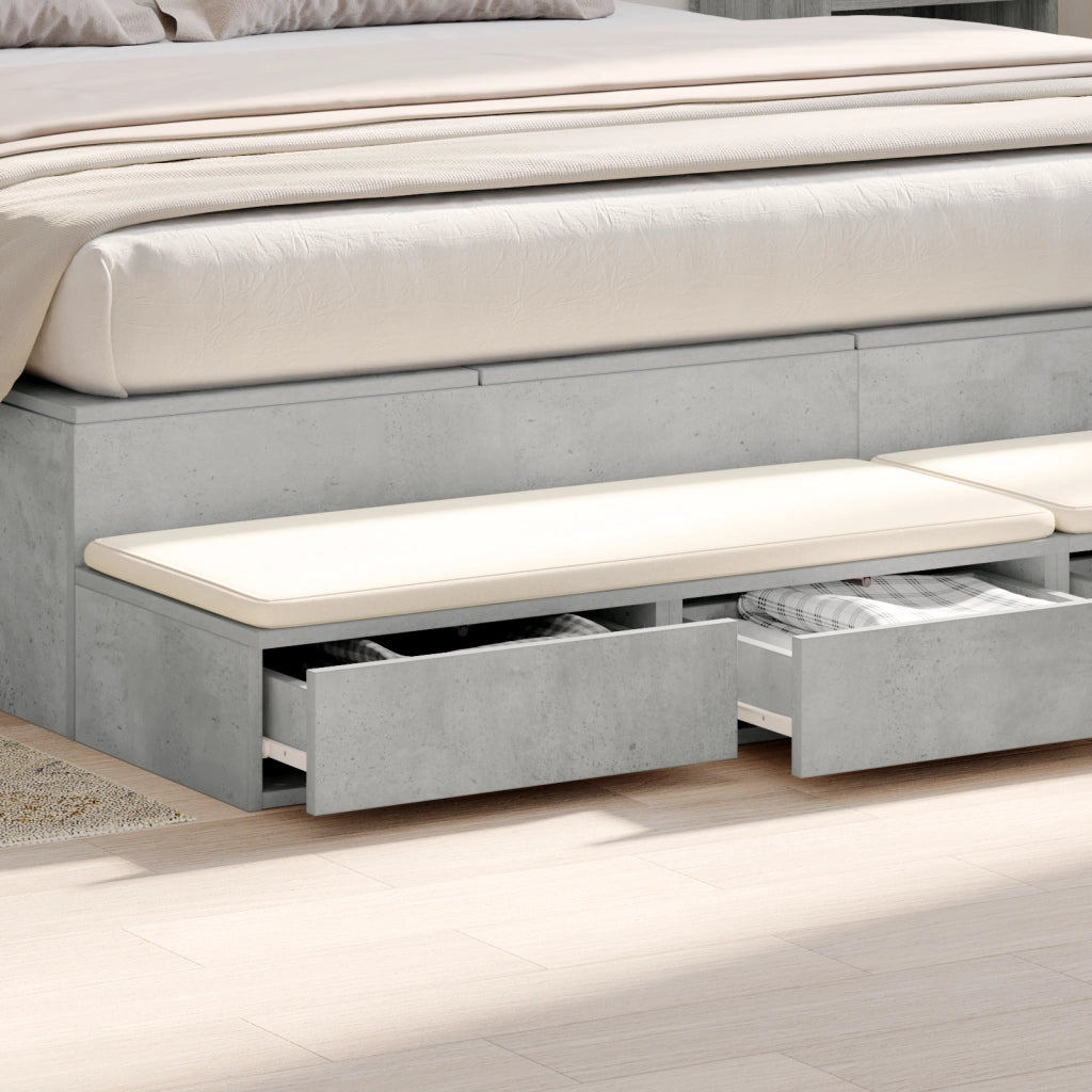 Cassetti per Letto Grigio Cemento 180x36,5x16,5 cm Legno Ingegnerizzato