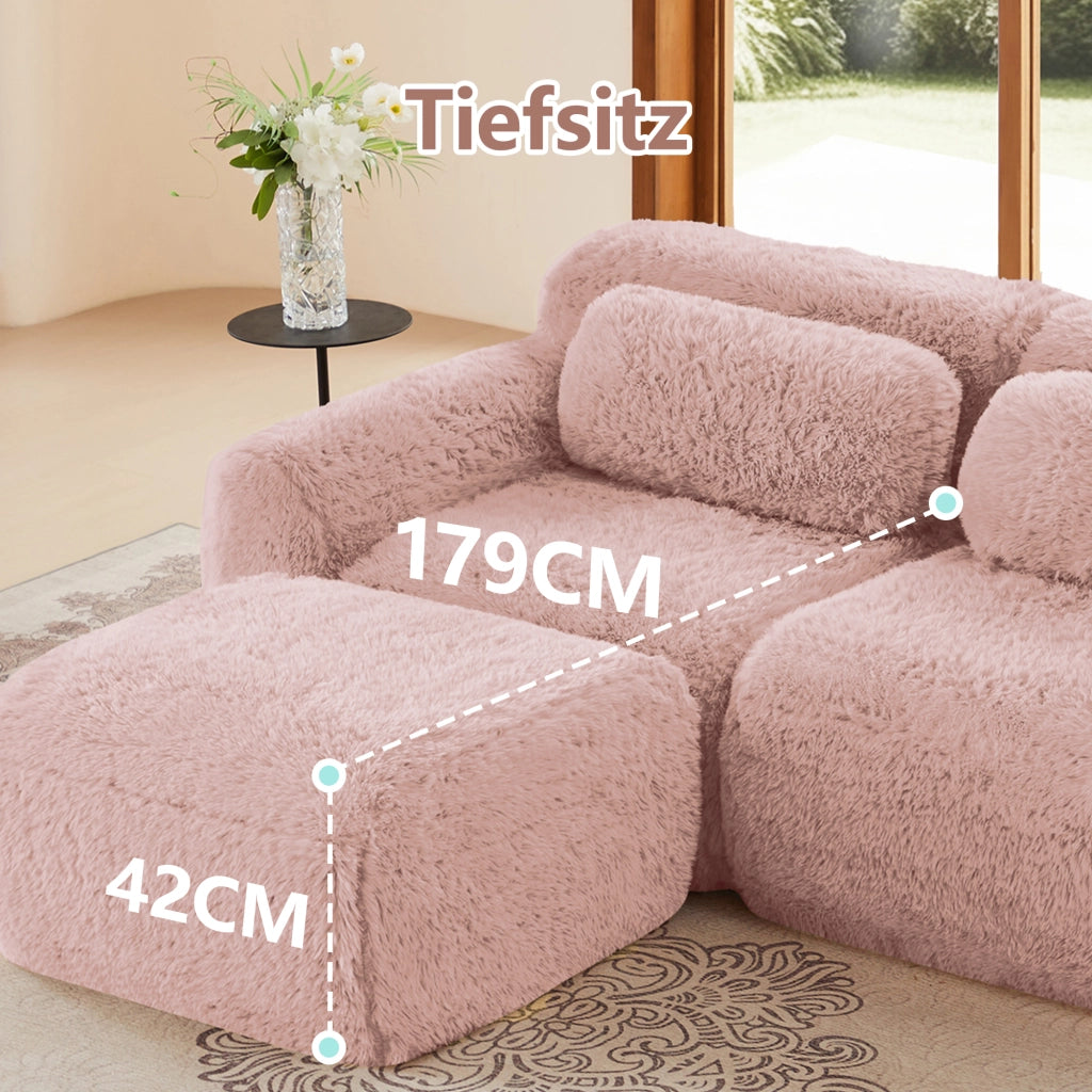 Divano a 3 posti in peluche - Zephmum- Modulare, antiscivolo, senza montaggio