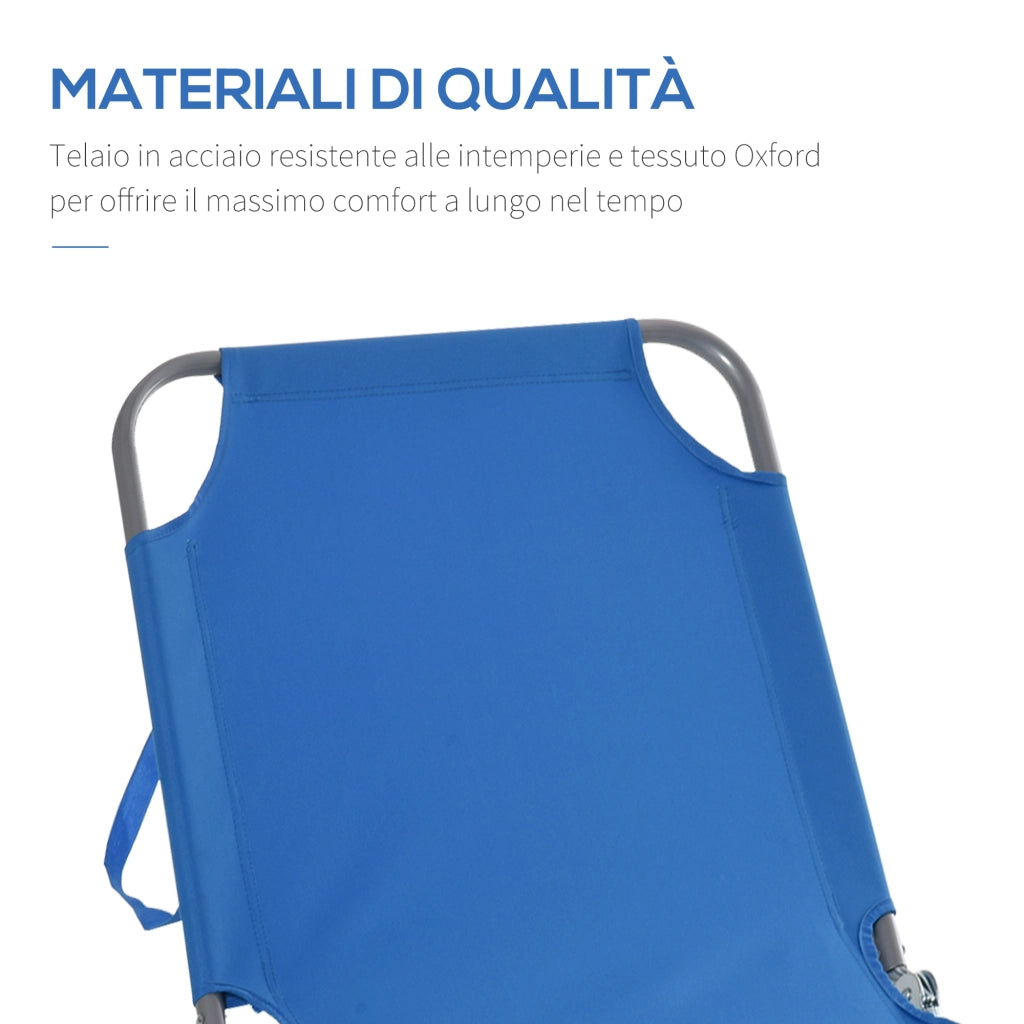 Sdraio Pieghevole con Schienale Regolabile ¨C zephmum ¨C Blu 187x55x24 cm