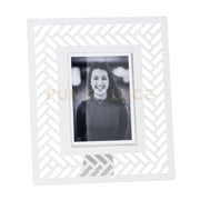 Portafoto di design Milleintrecci grande Bianco marmo