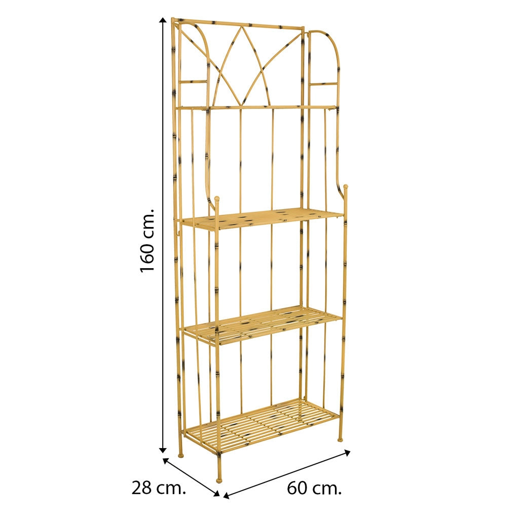 Scaffale in ferro battuto giallo 60x28x160h