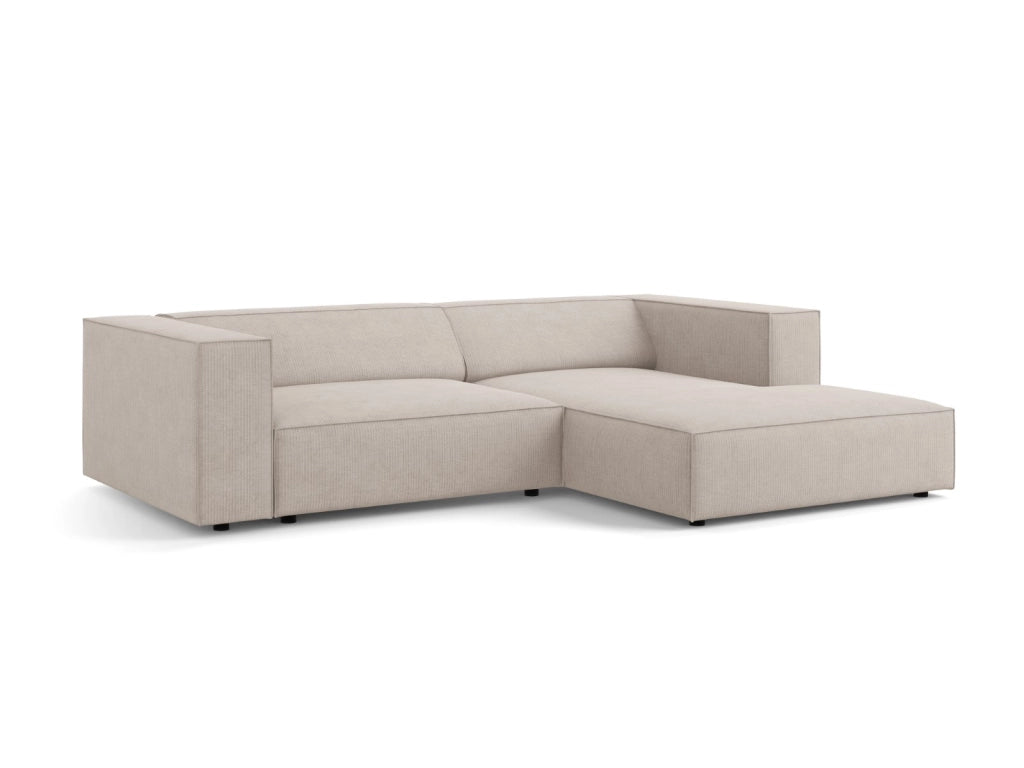 Cosmopolitan Design - Divano angolare destro "Arendal" 3 posti in ciniglia con effetto a coste beige scuro 