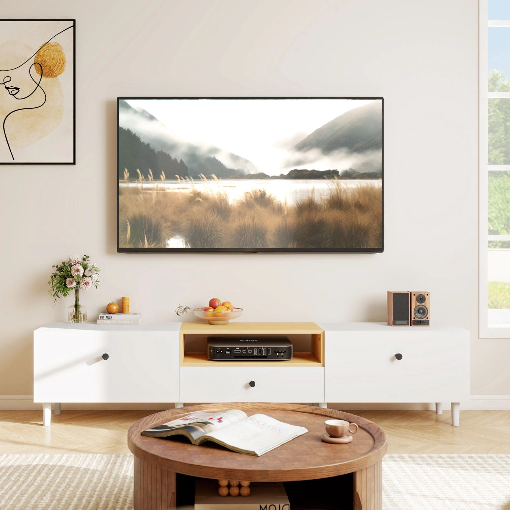 Mobile TV con ante e cassetto ¨C Xylo ¨C Bianco, 200x35x45 cm