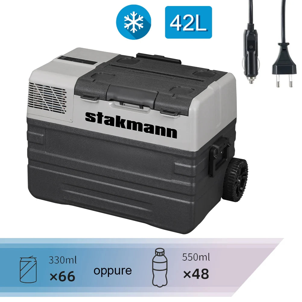 Frigorifero per Auto Barca Camper 42L con Compressore AC/DC 12V e 220V Portatile con Maniglia Grigio