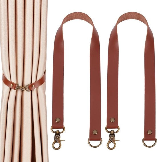 Set di 2 Tappi di Cordonatura in Pelle a Stile Europeo con Supporti Decorativi per Tappeti - Cuoio da Sellino