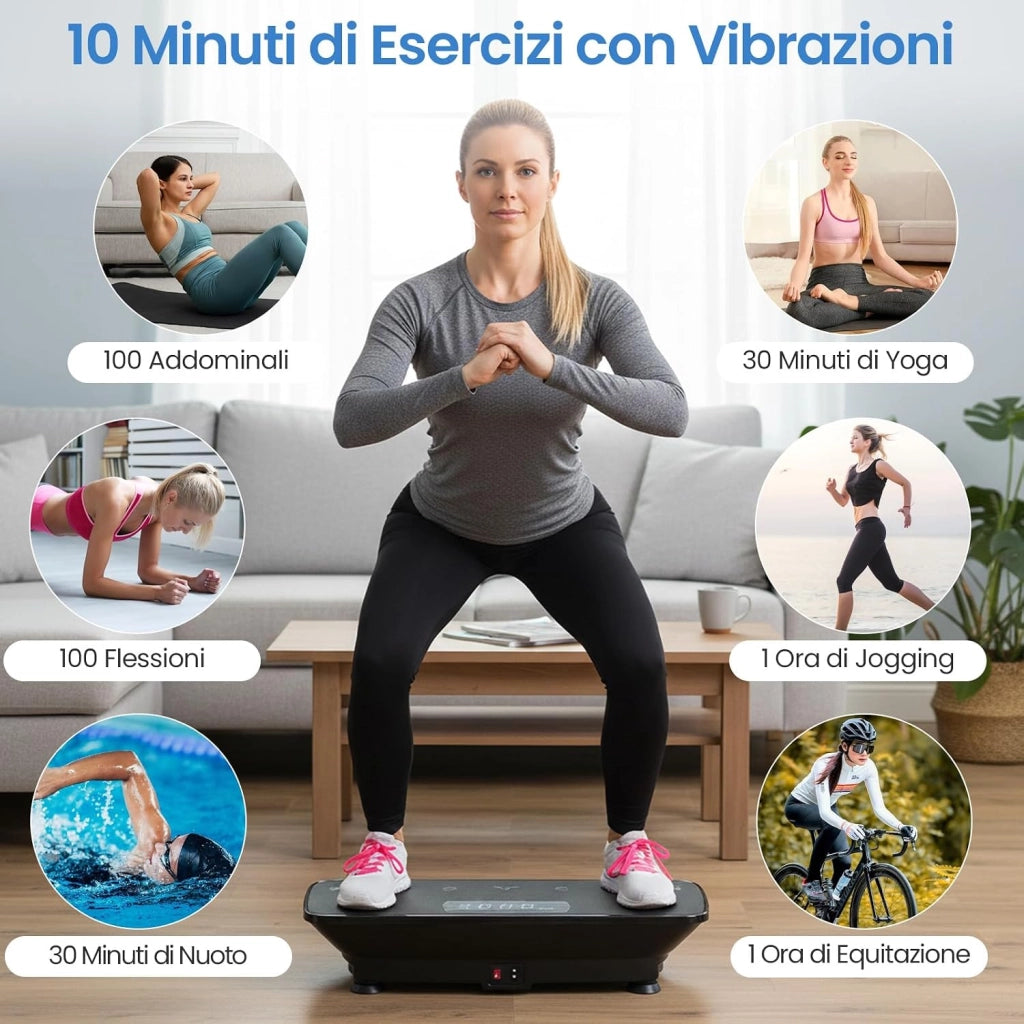 Pedana Vibrante per Casa, Piattaforma Fitness Oscillante con 10 Livelli di Velocità, Modalità Sensore di Gravità e Display LED, Pedana Oscillante per Gambe, Glutei e Addome