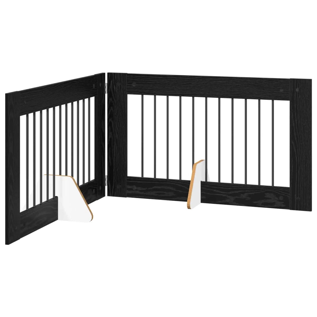 Cancello per cani con supporti 2 pz Rovere Nero 100 x 60 cm CFW9668941