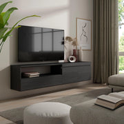 Mobile TV, 200x35x45cm, soggiorno, Per TV fino a 80", da appendere, Nero RF2180