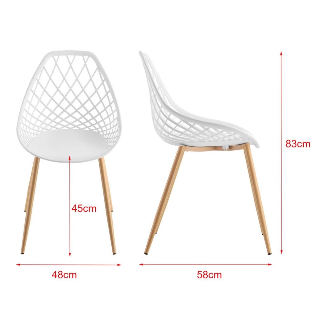Set Warschau di 2 Sedie da Sala a Scocca Unica in Plastica - Bianco / Effetto Faggio [en.casa]