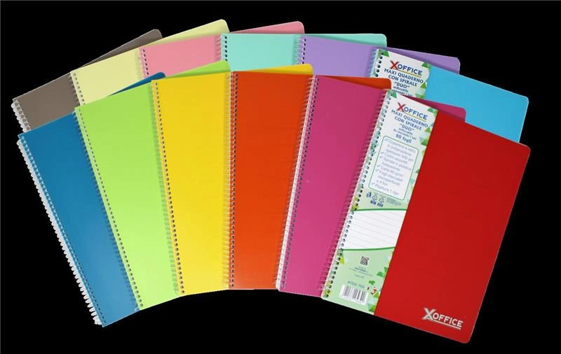 MAXI QUADERNO CON SPIRALE DUO UTILIZZABILE SU ENTRAMBI I LATI 80 FOGLI 1 RIGO A4