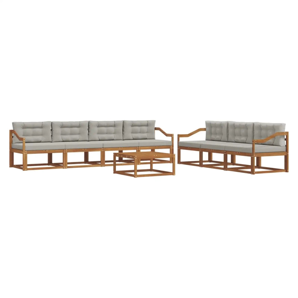Set di divani da esterno 8 pcs Grigio Naturale e Chiaro