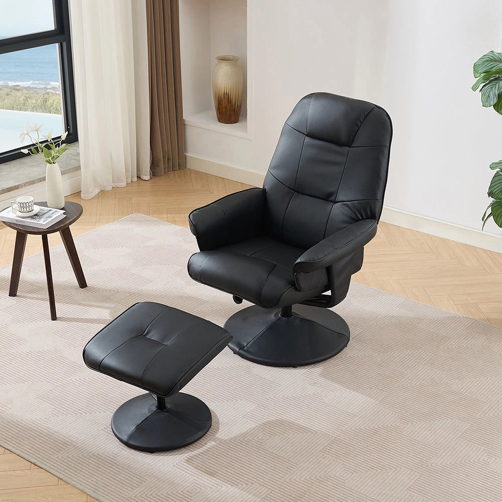 Poltrona massage - Xylo - riscaldamento PU girevole 360° con poggiapiedi nero