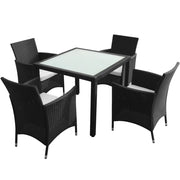 Set da Pranzo da Giardino 5 pz | Set Salotto da Giardino con Cuscini in Polyrattan Nero