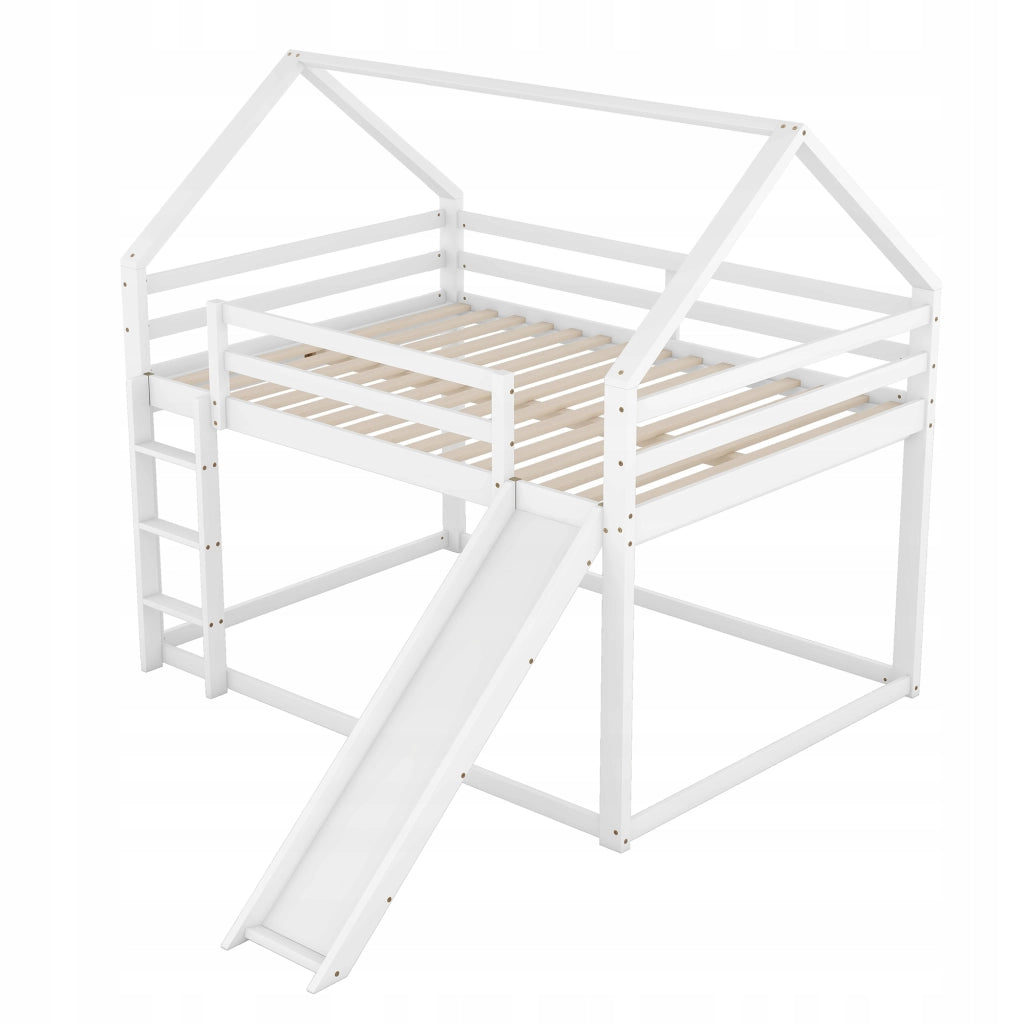 Letto a castello con scivolo per bambini - Xylo - 140x200 - Bianco