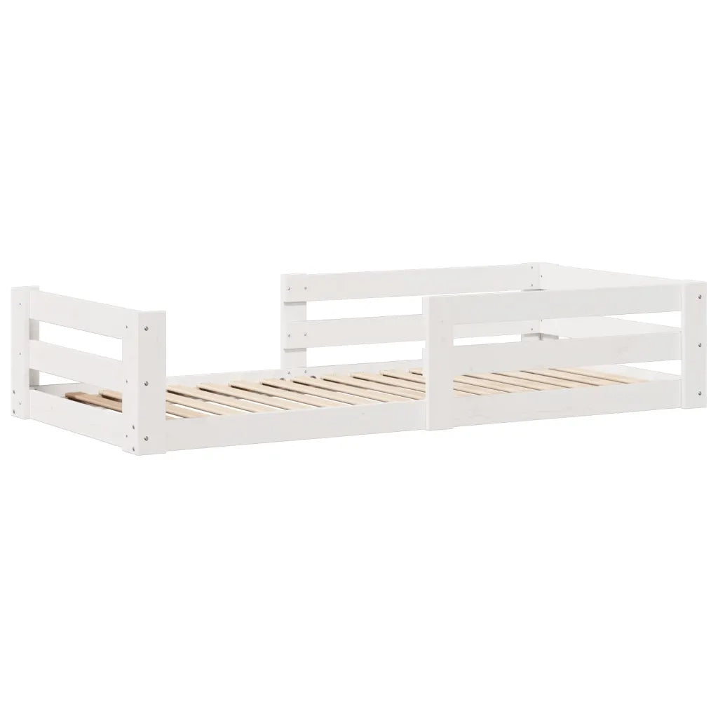 Letto senza Materasso-Struttura Letto Bianco 75x190 in Legno Massello di Pino 578259