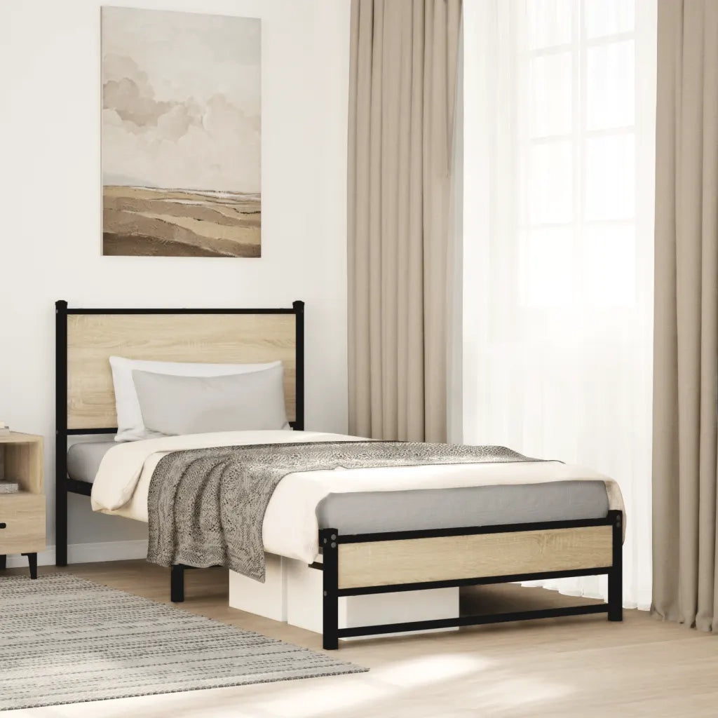 Giroletto senza Materasso in Metallo-Struttura Letto Rovere Sonoma 80x200 cm 551007