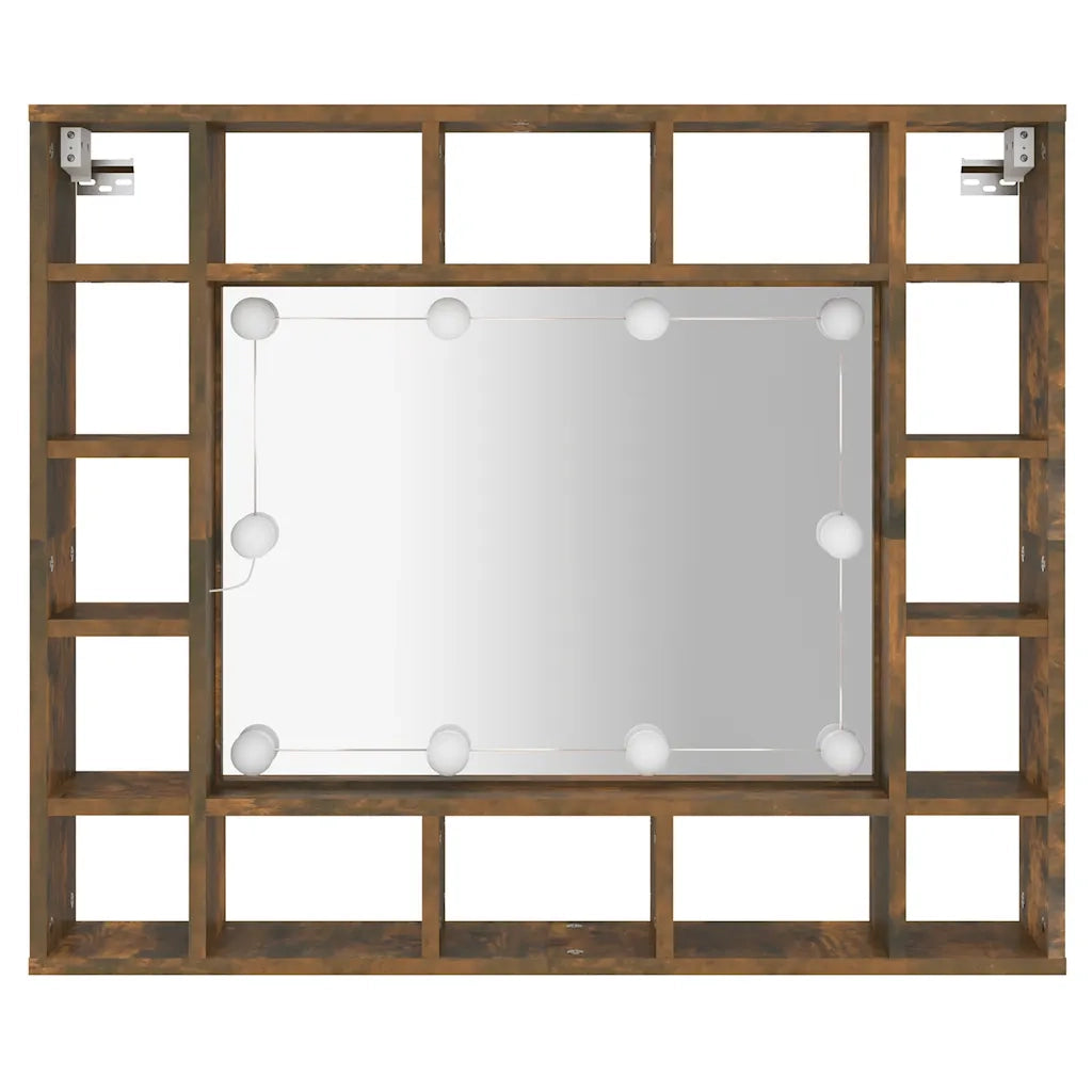 Mobile a Specchio | Armadio da bagno con LED Rovere Fumo 91x15x76,5 cm