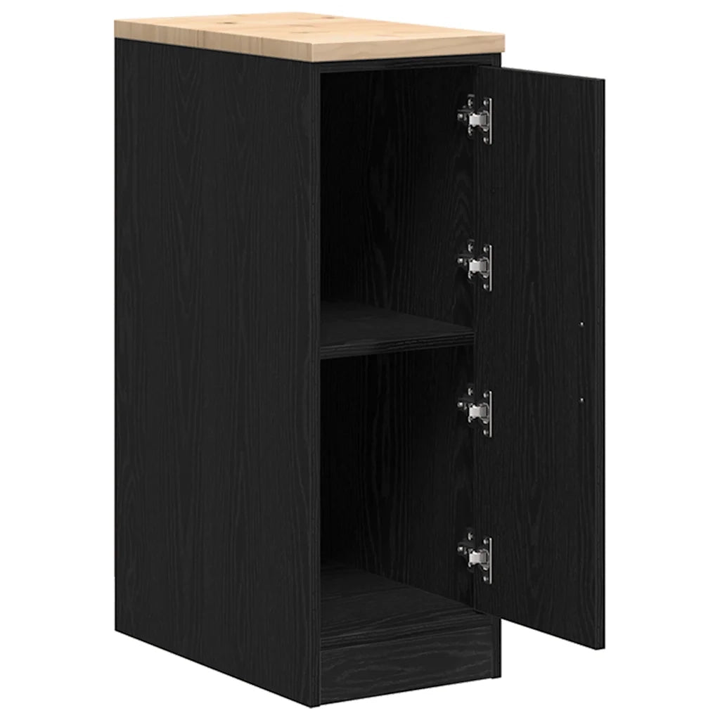 Armadietto da Garage Nero 30x51x85 cm in Legno Massello di Pino