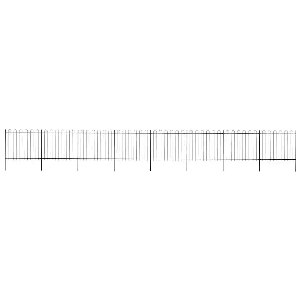 Recinzione da Giardino con Parte Superiore ad Anello in Acciaio 1339x150 cm Nera 277681