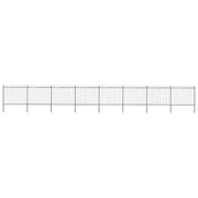 Recinzione da Giardino con Parte Superiore ad Anello in Acciaio 1339x150 cm Nera 277681