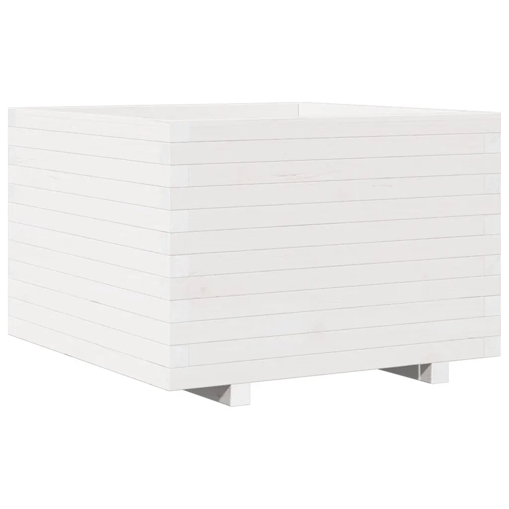 Fioriera da Giardino-Vaso da Esterno Bianca 70x70x49,5cm Legno Massello di Pino 262608