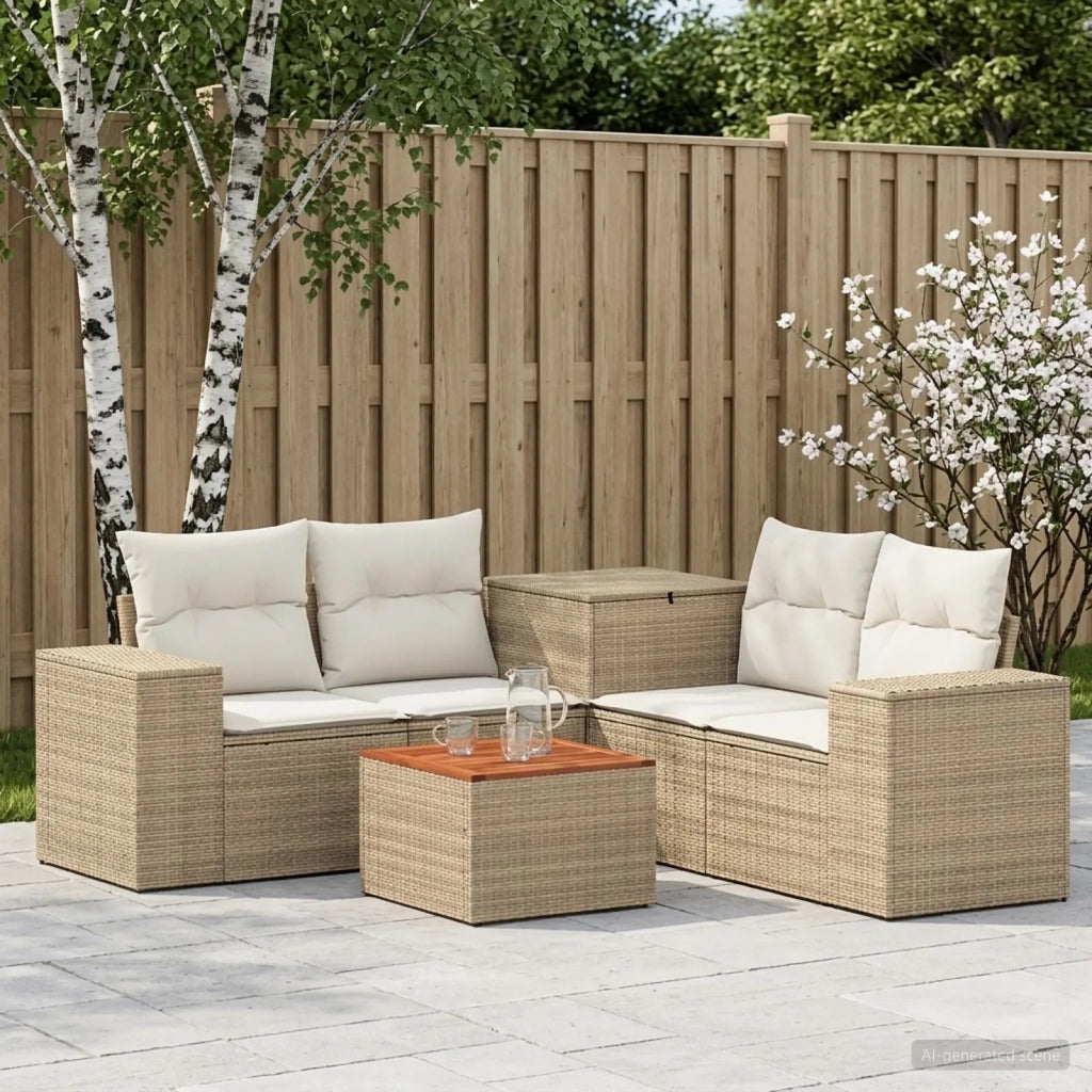 Set di divani 6 pz Beige e Bianco Crema 3447578