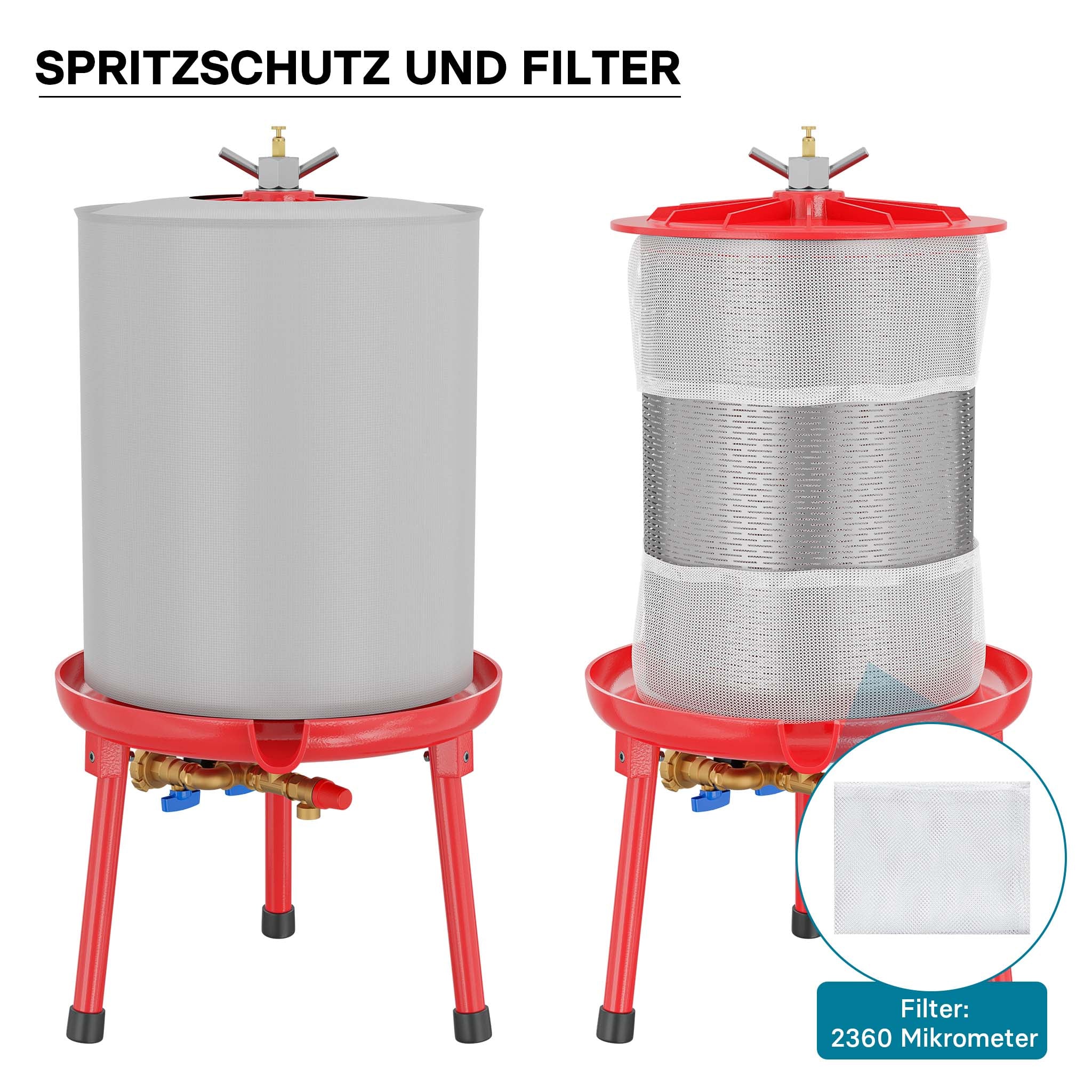 Idropressa per frutta da 40 litri in acciaio inox, 3 bar, con membrana, Pressa ad acqua