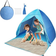 Ombrellone da spiaggia con protezione UV, apertura a tenda e chiusura a zip, per 2-3 persone, trasportabile, per esterno, per famiglie, bambini, per campeggio, giardino