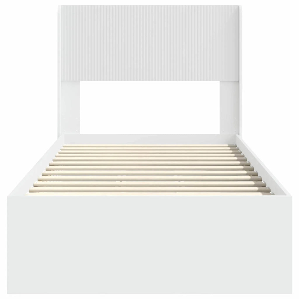 Struttura del letto con stoccaggio e testata Bianco 90 x 190 cm 3414515