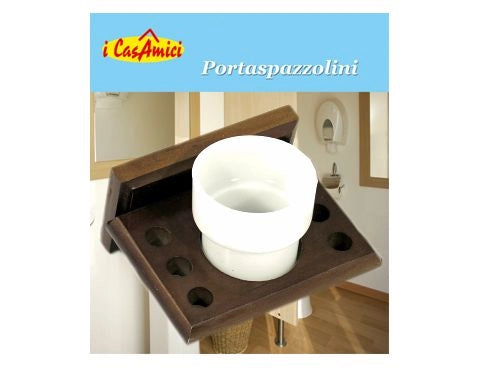 Bicchiere Portaspazzolino appoggio in legno noce