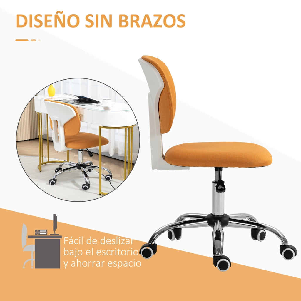 Sedia da Ufficio Girevole Imbottita in Tessuto con Altezza Regolabile ¨C zephmum ¨C Arancione 48x53x80-90 cm