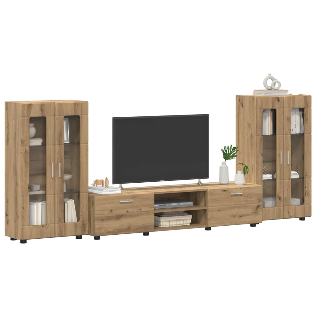Set mobile TV FLORIN 3 pcs Rovere artigianale Legno multistrato 3397943